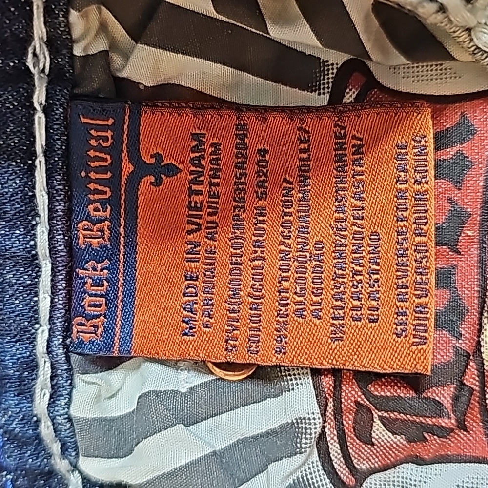 🆕️Rock Exhibition by Rock Revival LE Ruth Distressed Slim Taper Jeans. 40x32 - Picture 10 of 12